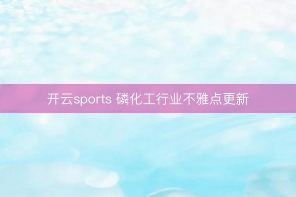 开云sports 磷化工行业不雅点更新